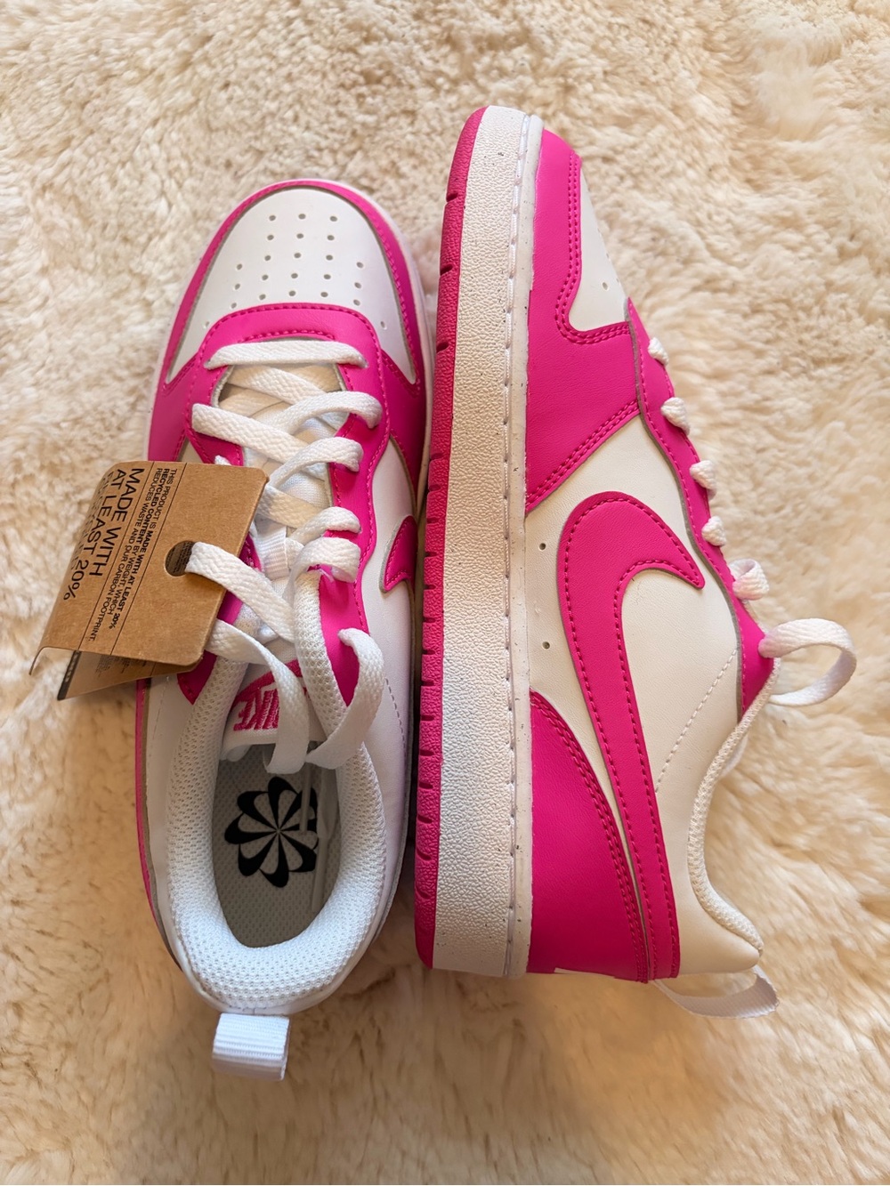 Nike White and Hot Pink Low-Top Sneakers - Picture 3 of 6